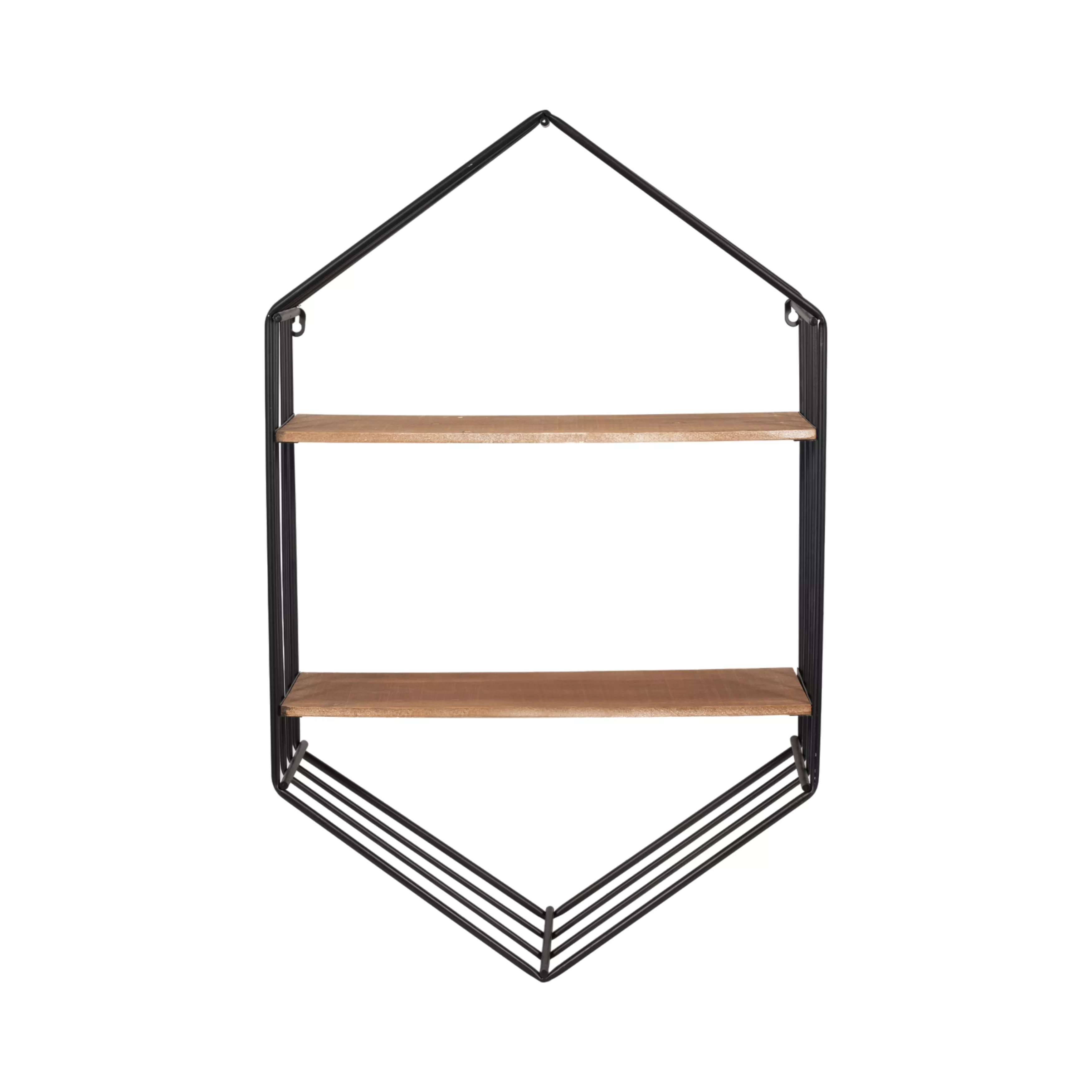 Metal/Wood 20" Hexagon Shelf