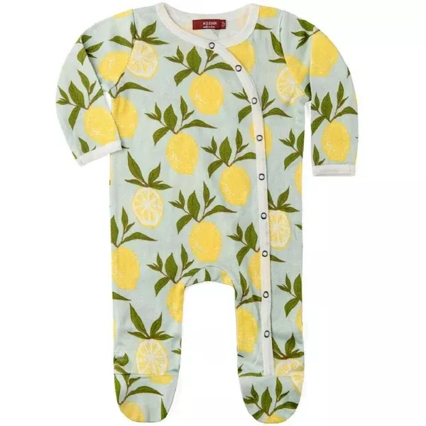 MilkBarn Organic Cotton Footed Romper Lemon