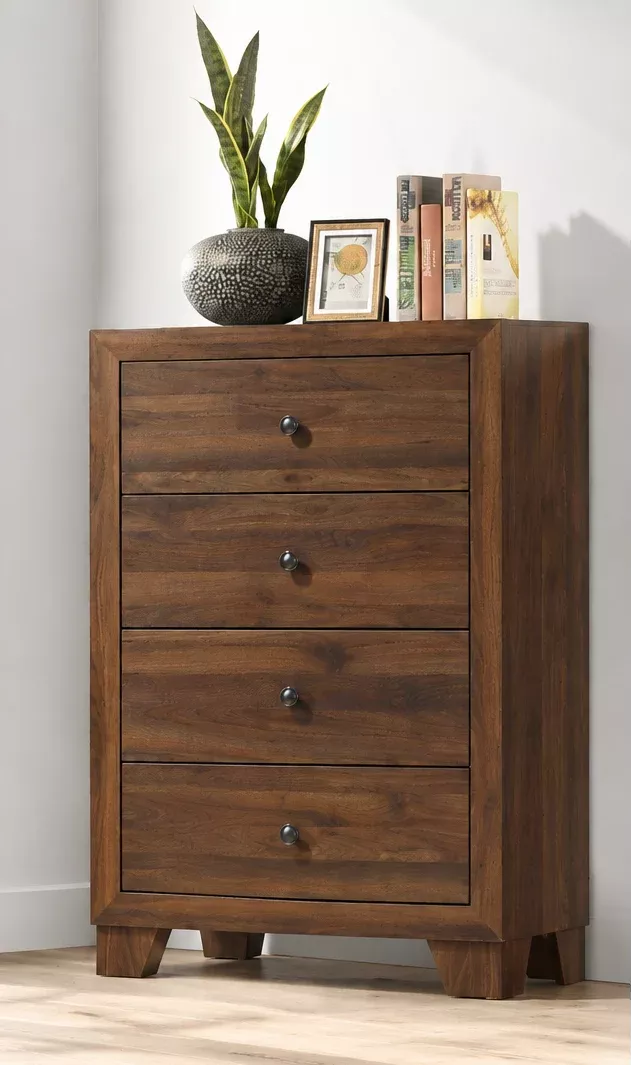 Millie 4 Drawer Chest in Gray, Cherry Brown or Whitewash Finish
