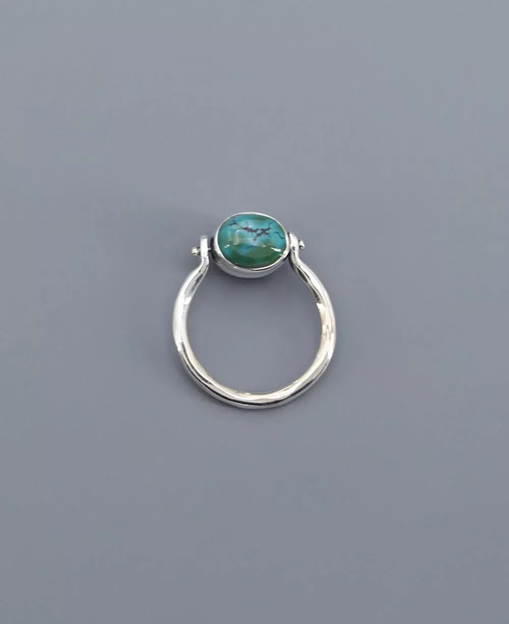 Mindful Sterling Silver Rotating Ring With Lapis and Turquoise