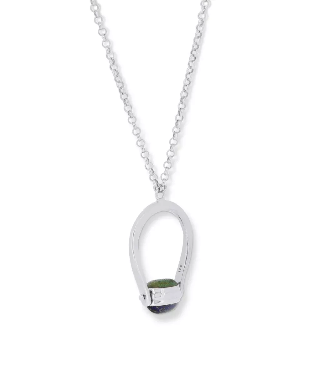 Mindful Sterling Silver Spinner Necklace with Lapis and Turquoise