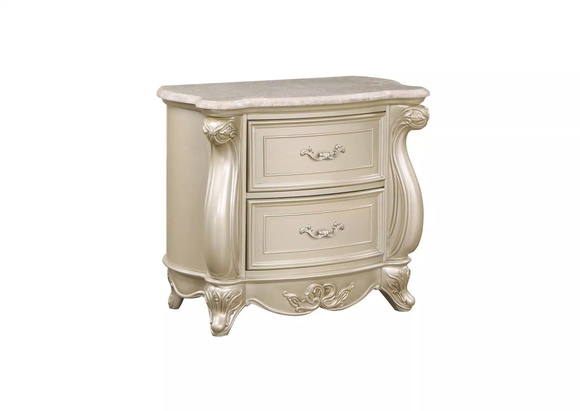 MONIQUE NIGHTSTAND WITH MARBLE TOP - CHAMPAGNE