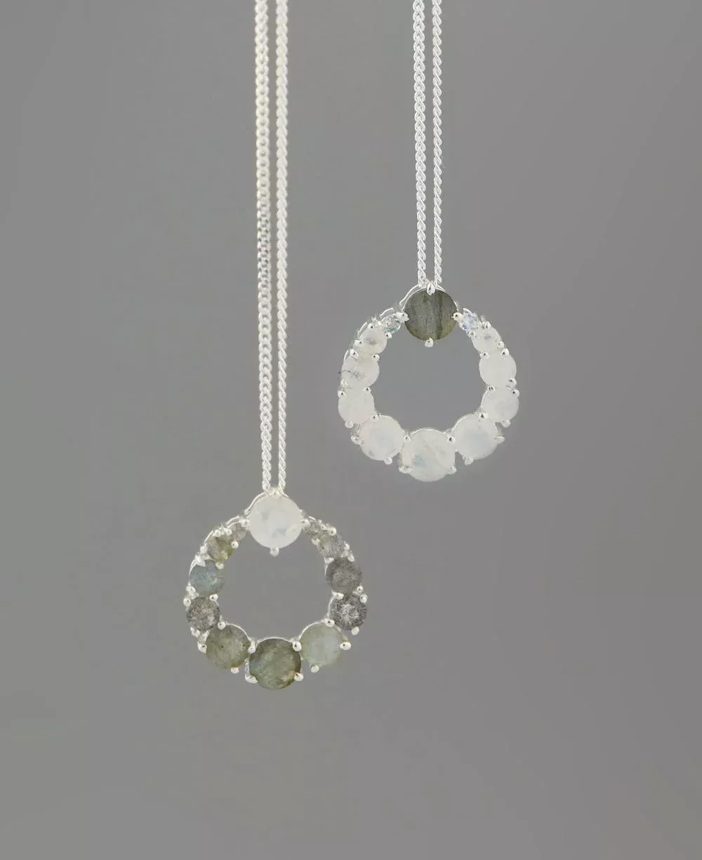 Moonstone and Labradorite Energy Circle Necklace