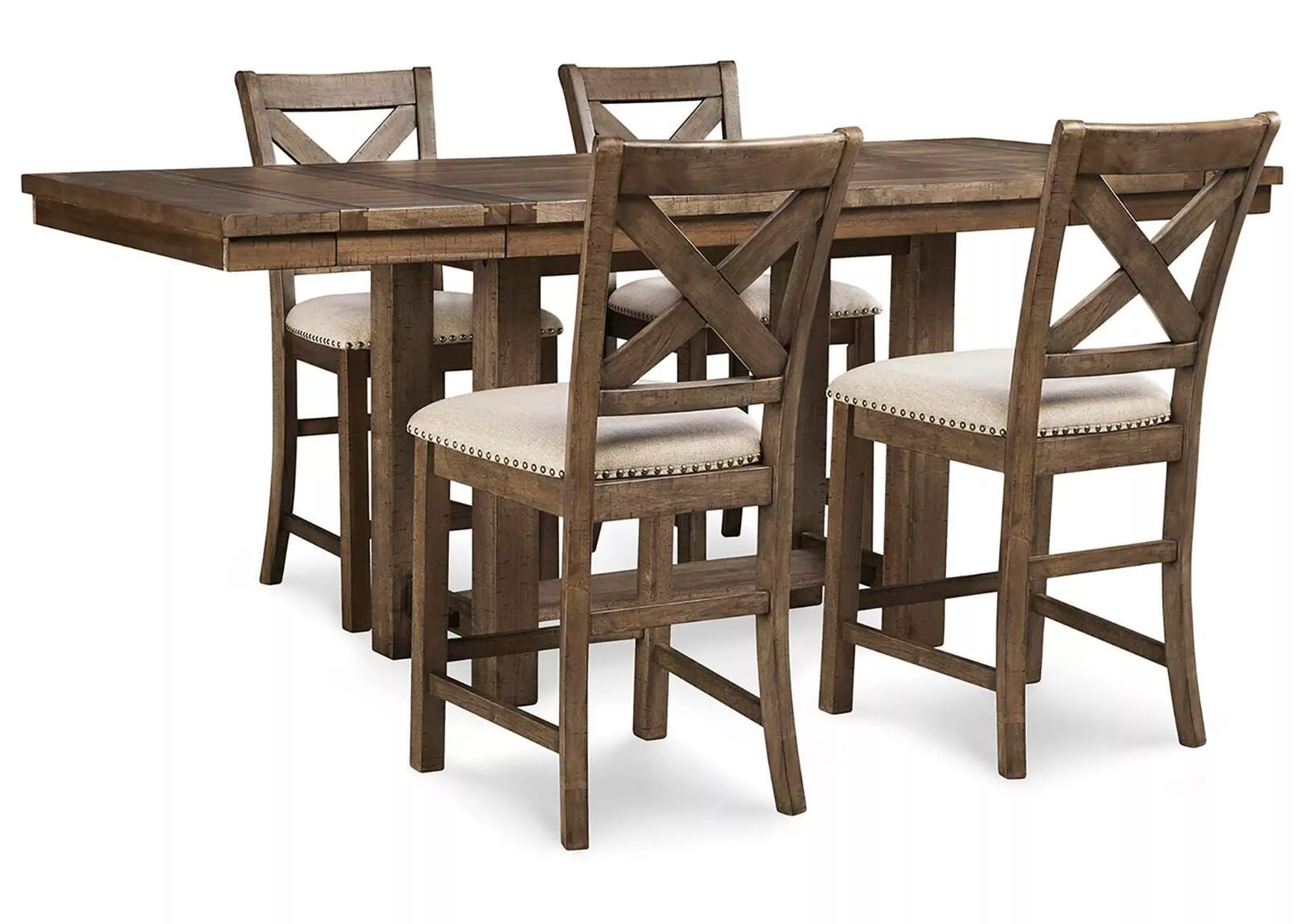 Moriville Counter Height Extendable Dining Table and 4 Bar Stools