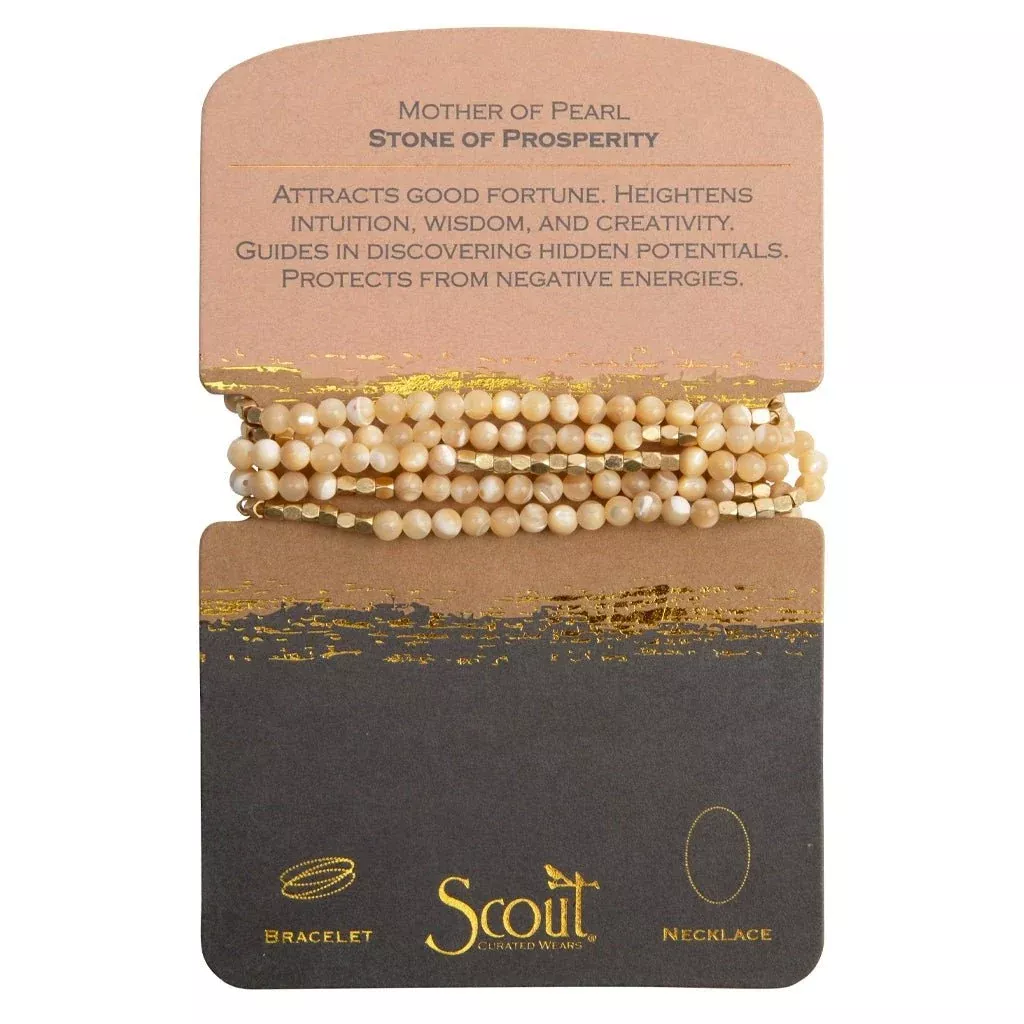 Mother Of Pearl- Stone Of Prosperity - Wrap Bracelet / Necklace