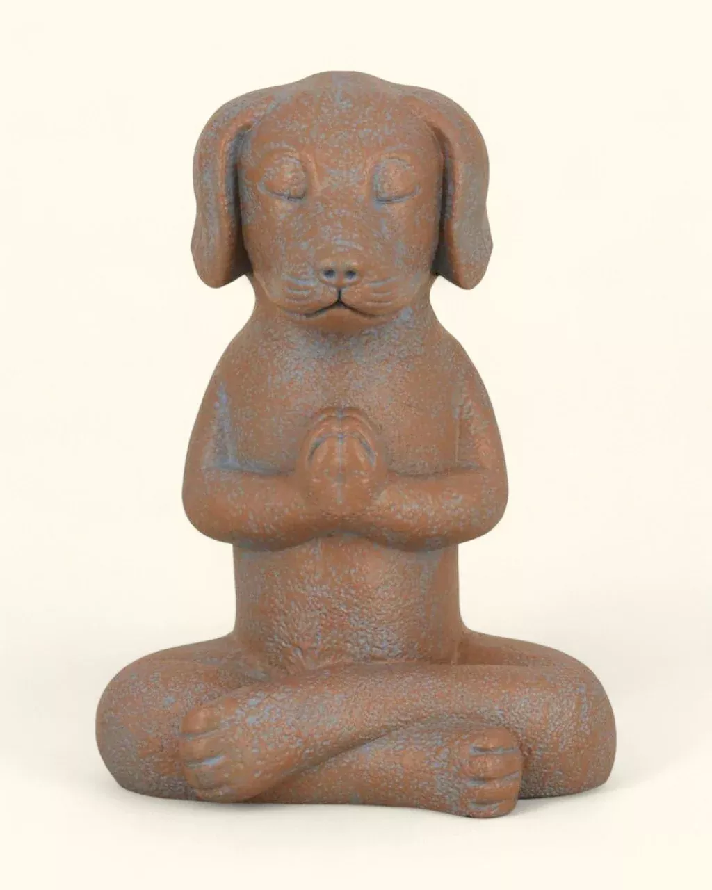 Namaste Dog Statue, Terra Cotta Finish