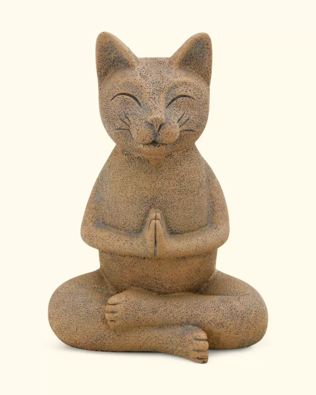Namaste Yogi Meditating Cat Statue, Textured Clay Finish