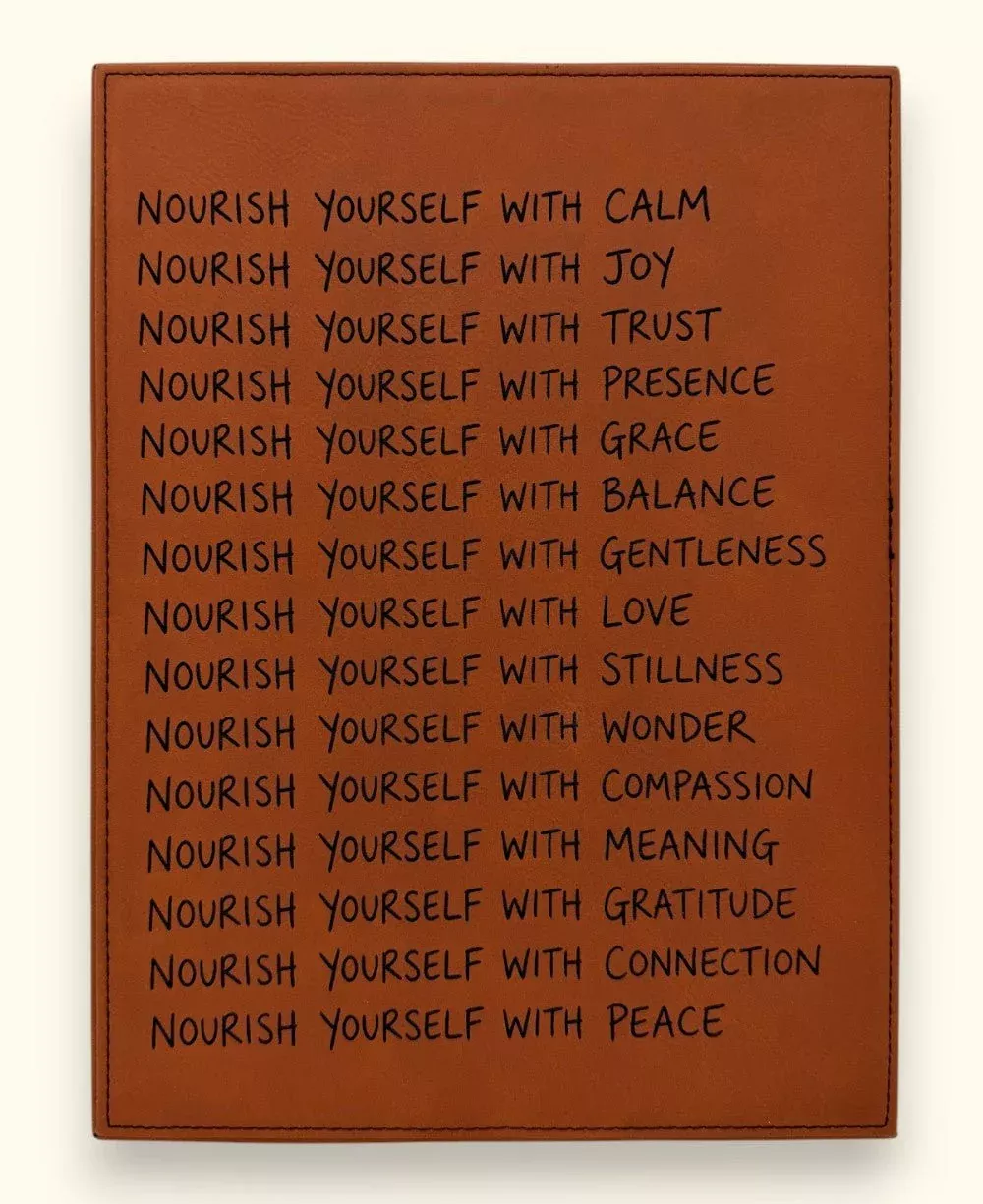 Nourish Yourself Wall Plaque – Inspirational Leatherette Hanging