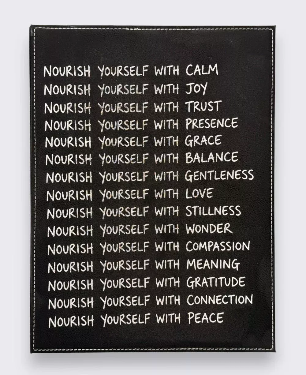 “Nourish Yourself” Wall Plaque – Inspirational Vegan Leather Hanging (12x9")