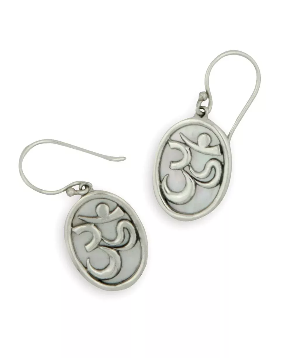 Om Sterling Silver Earrings with Mother of Pearl