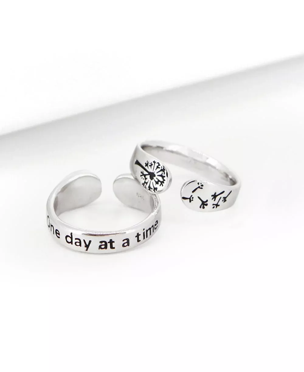 One Day at a Time Sterling Silver Adjustable Inspirational Ring