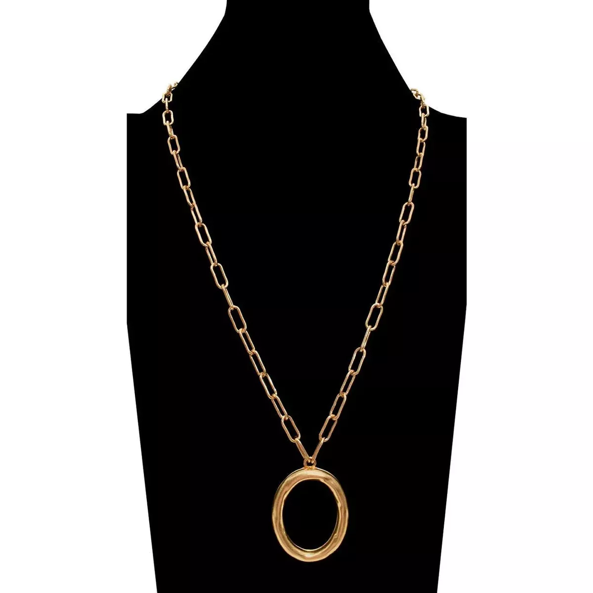 Oval Pendant Long Chain Necklace