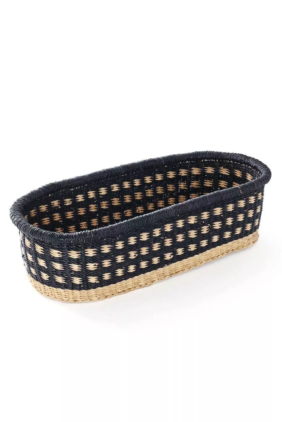 Oval Tabletop Storage Basket - Checkered-African Modern