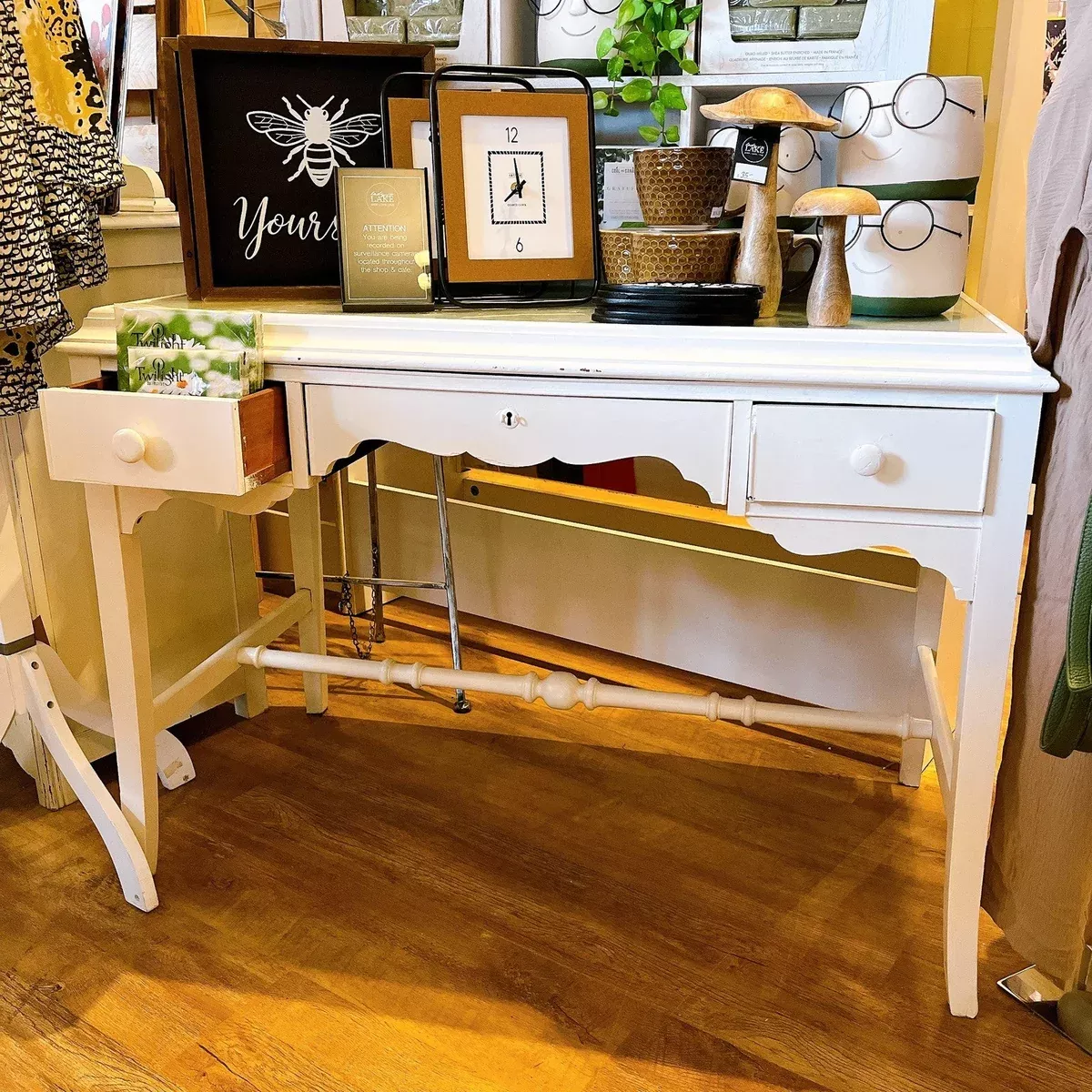 Painted Desk With Glass Top