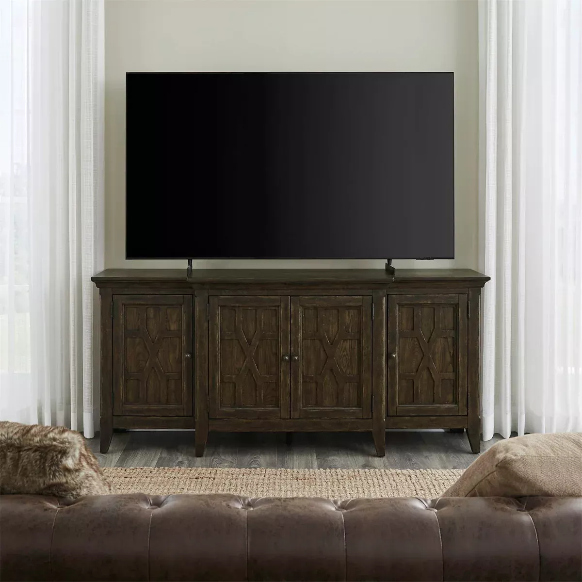 Paradise Valley - 76" TV Console - Saddle Brown