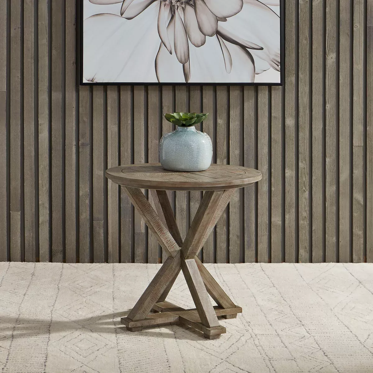 Parkland Falls - Round End Table - Weathered Taupe