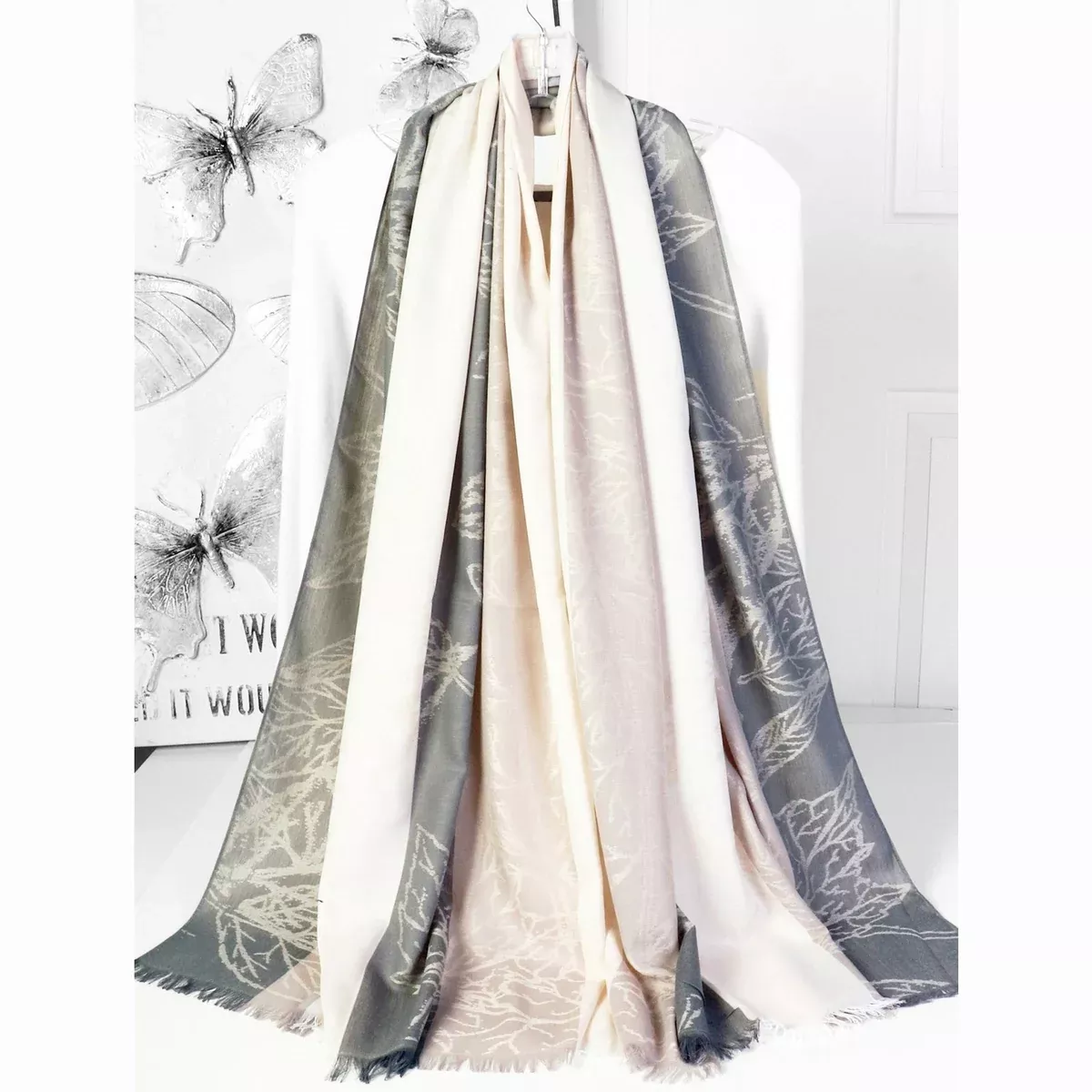 Pashmina Scarf - Two Tone Leaves