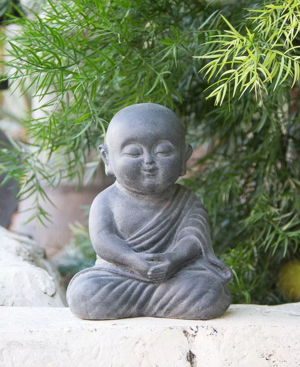 Peaceful Shaolin Monk Garden Statue, 16 Inches