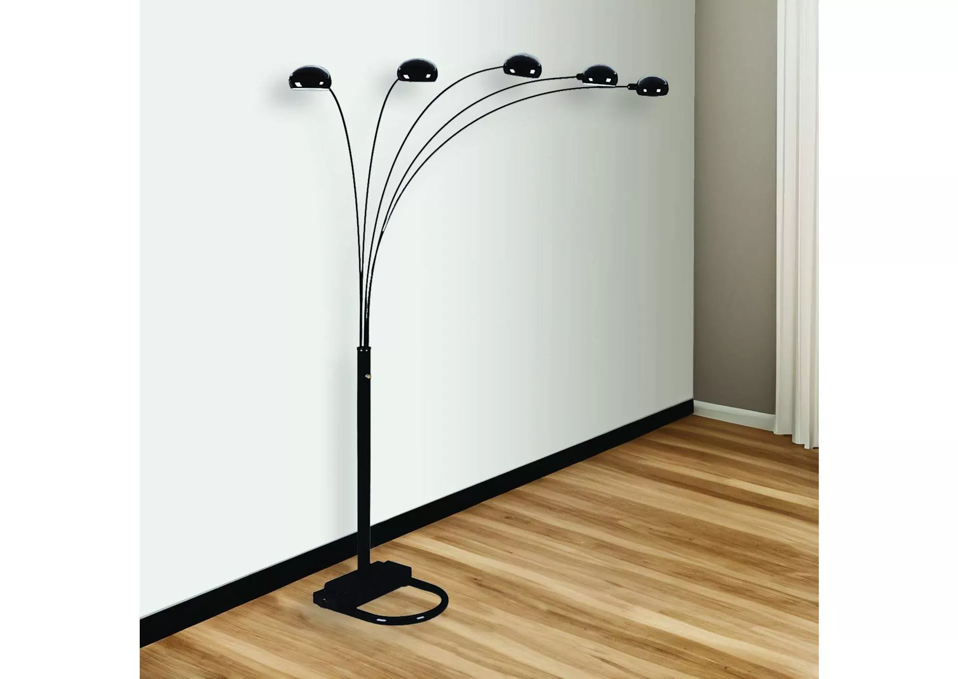 PEACOCK SHADE FLOOR LAMP BK 82"H