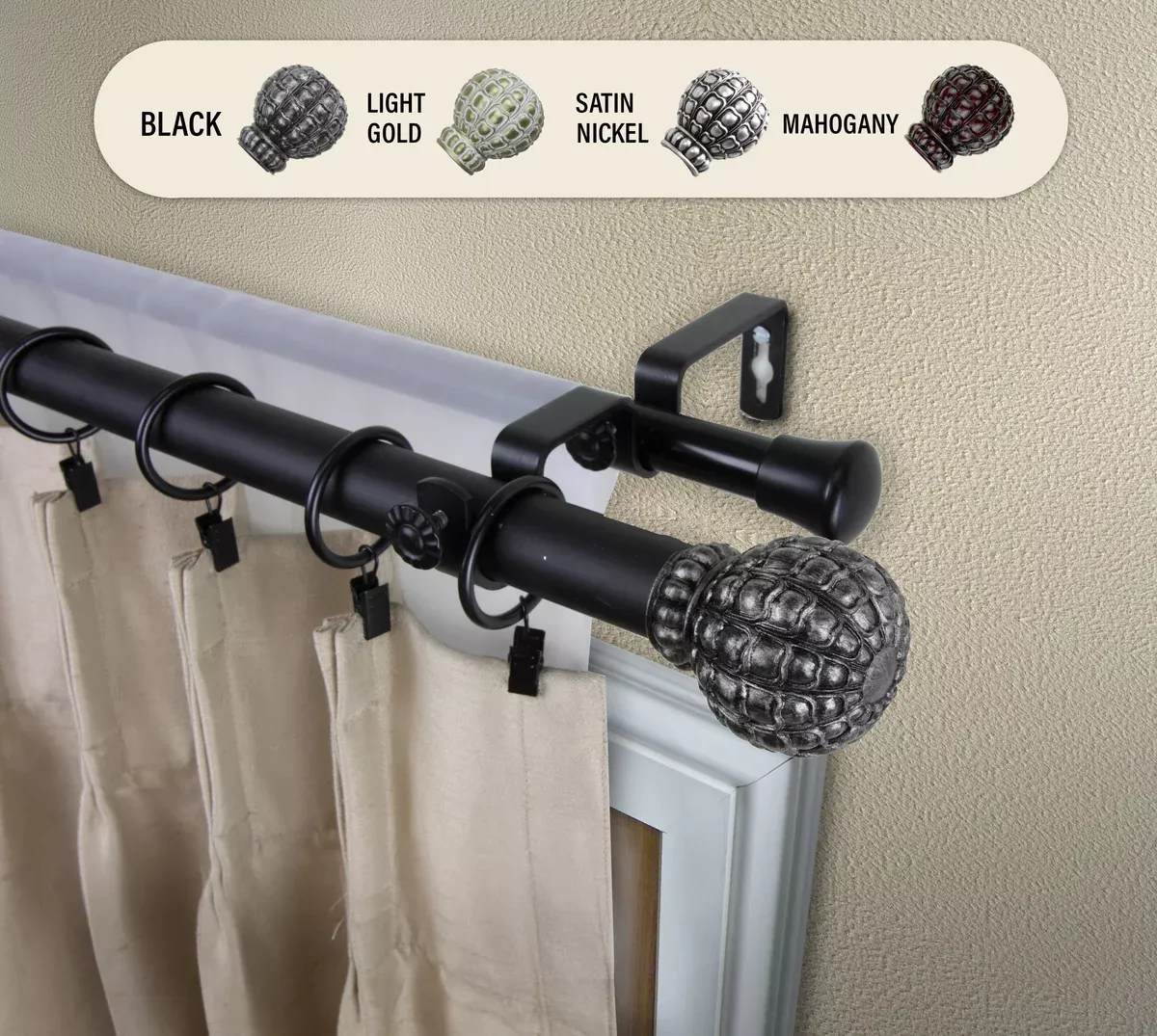 Pod 1" Double Curtain Rod