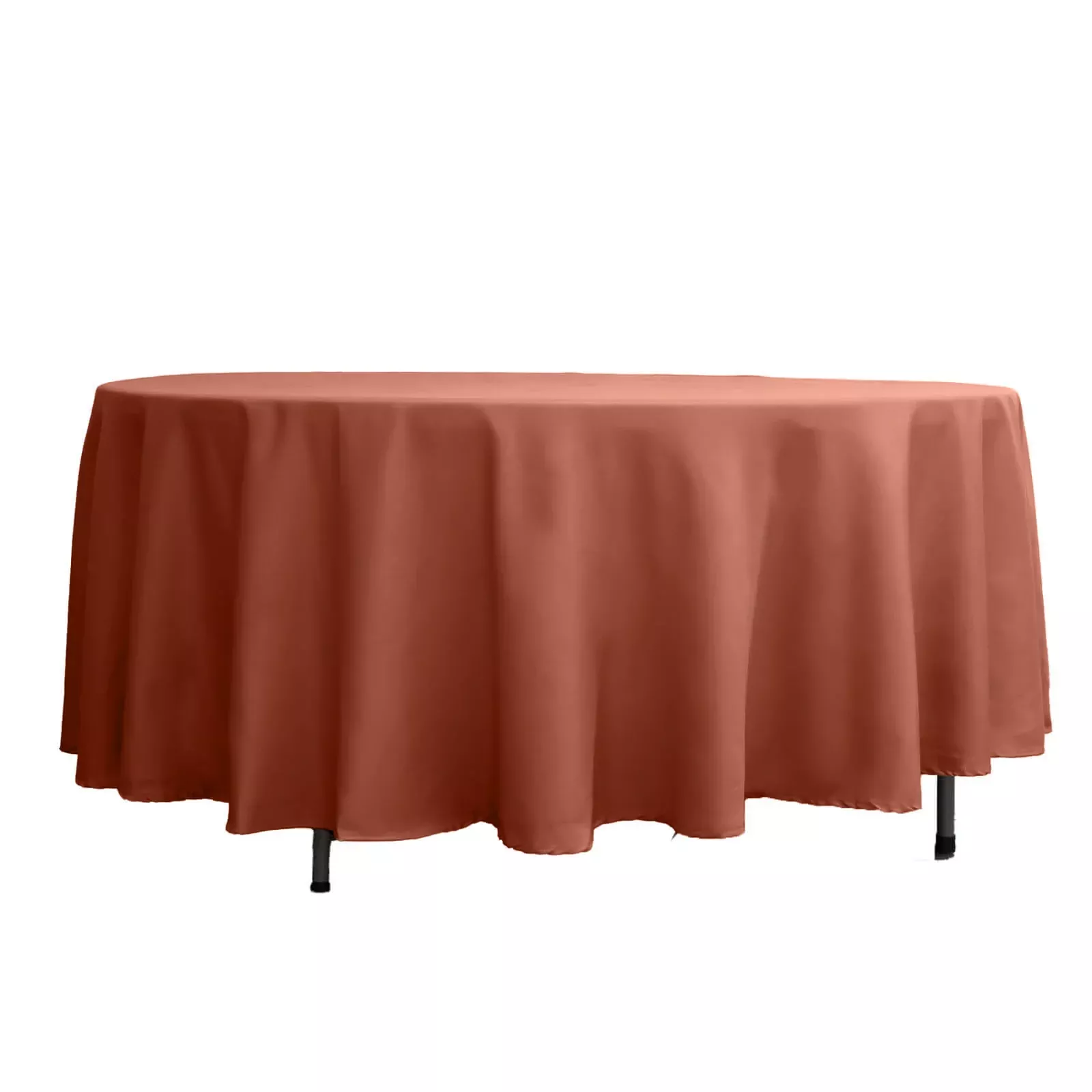 Polyester 108" Round Tablecloth Terracotta (Rust) - Wrinkle-Resistant Table Cover