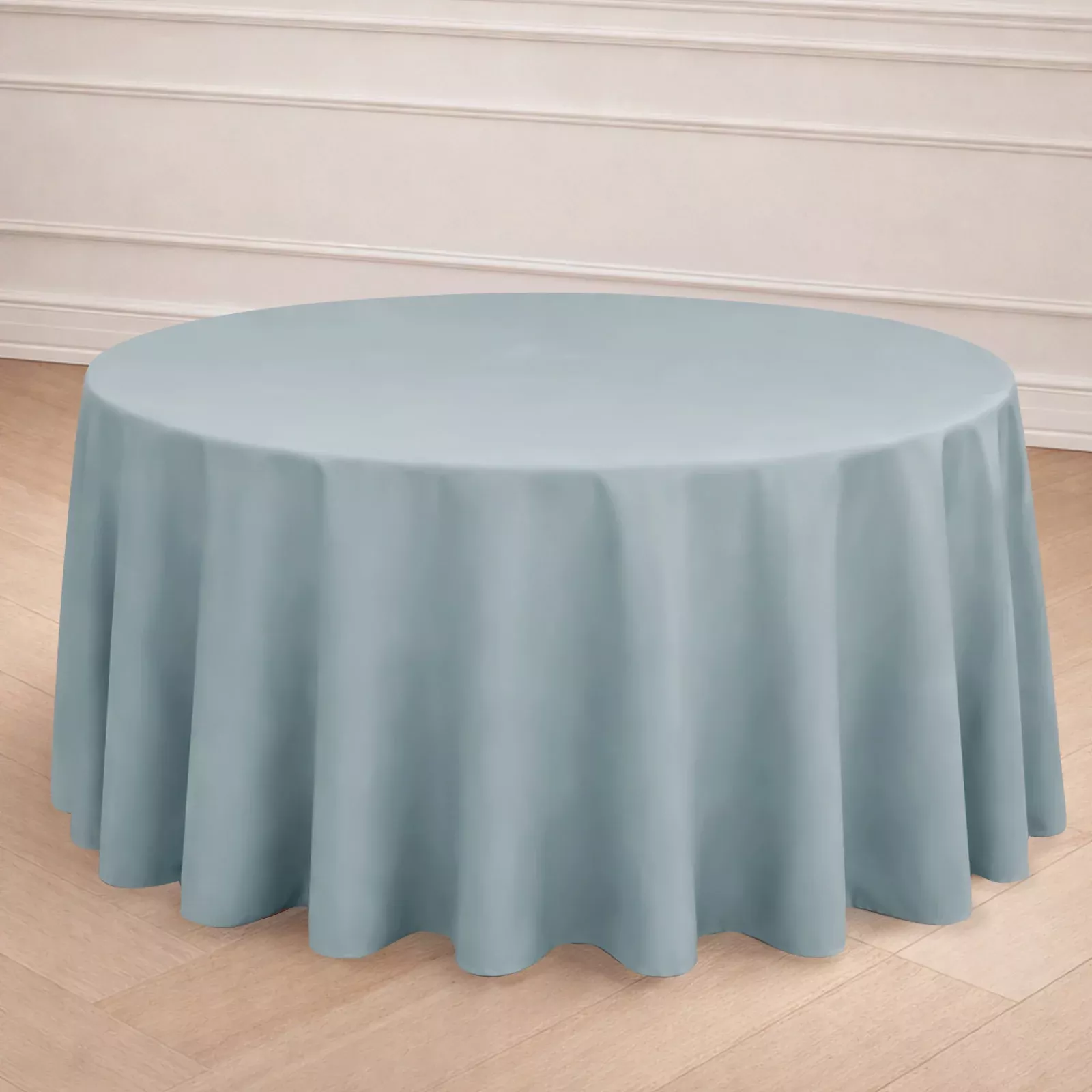 Polyester 120" Round Tablecloth Dusty Blue - Seamless Wrinkle-Resistant Table Cover