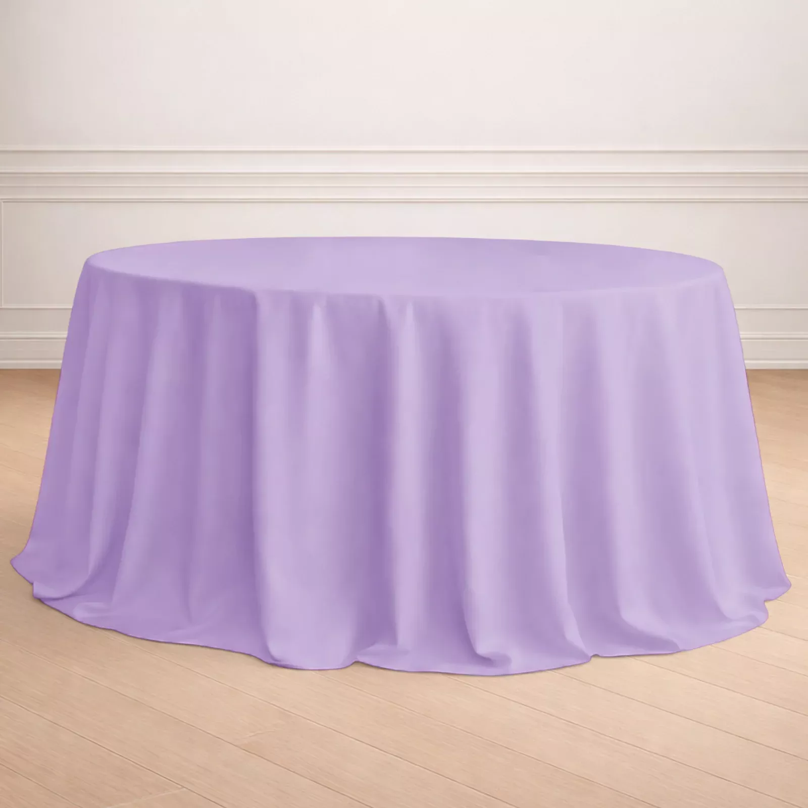 Polyester 132" Round Tablecloth Lavender Lilac - Seamless Chic Table Cover