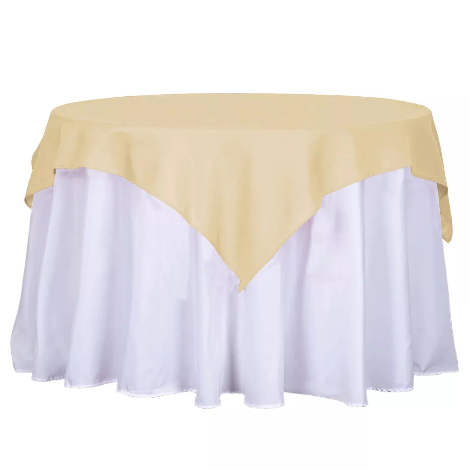 Polyester 54"x54" Table Overlay Square Tablecloth Champagne - Wrinkle-Resistant & Durable Table Cover