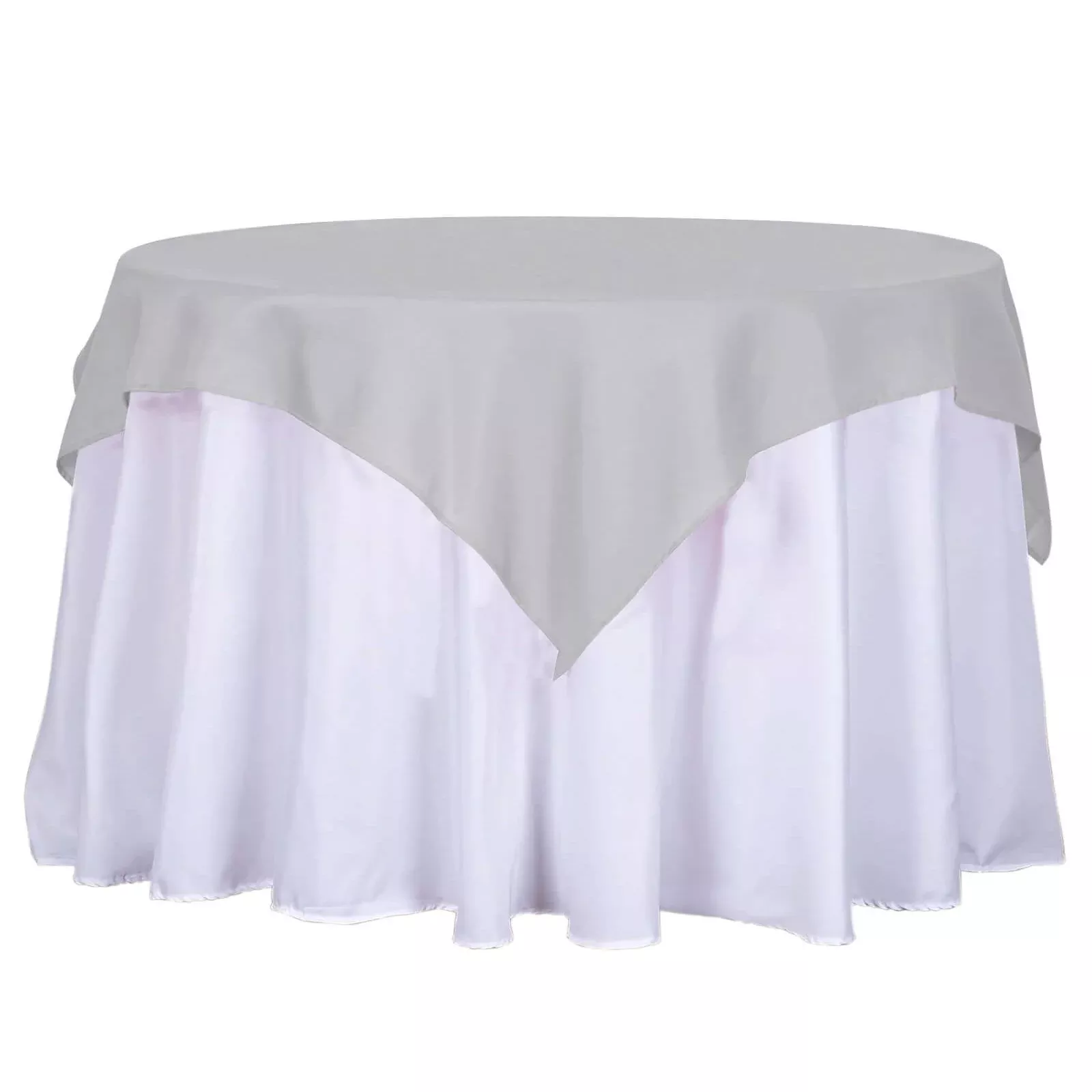Polyester 54"x54" Table Overlay Square Tablecloth Silver - Wrinkle-Resistant & Durable Table Cover