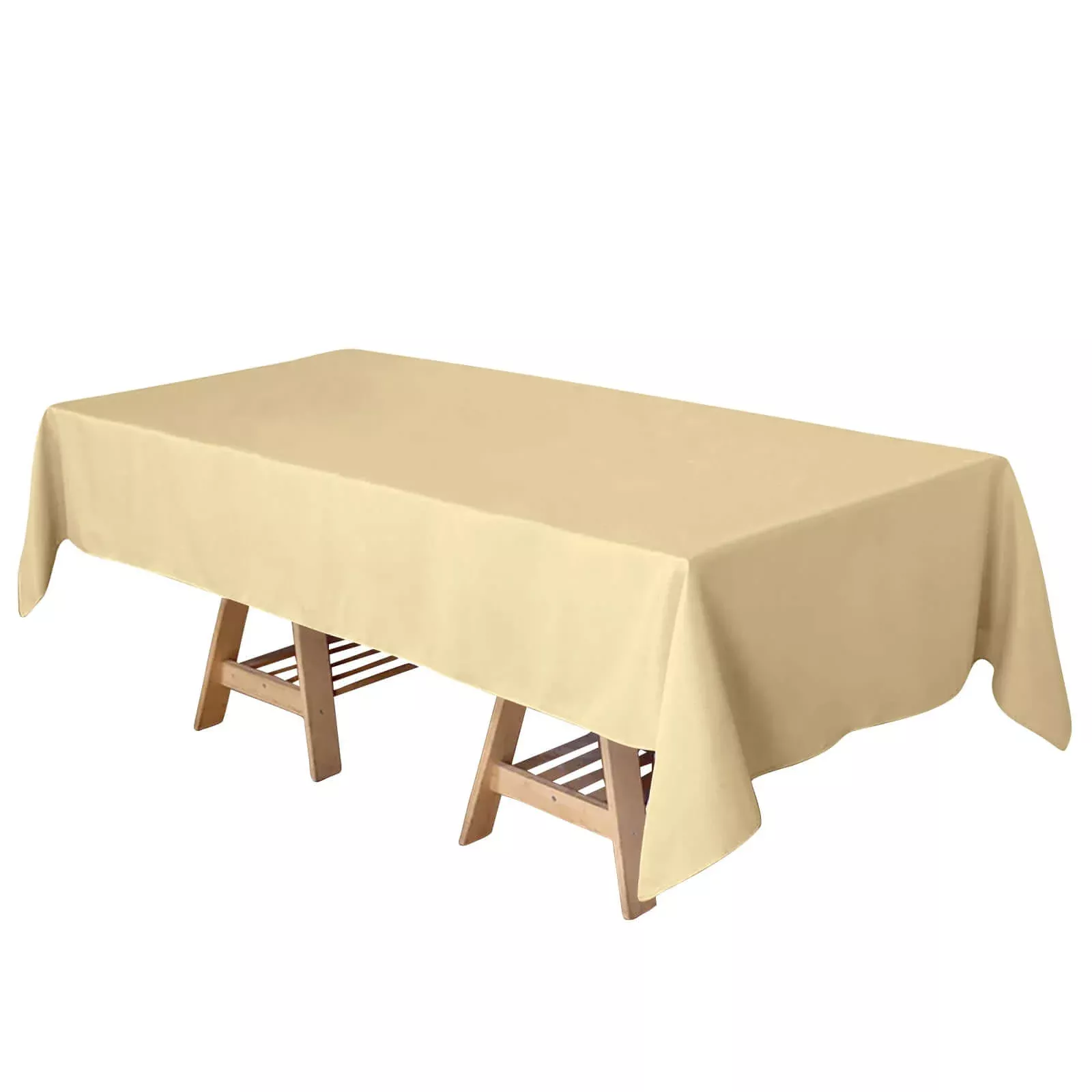 Polyester 60"x102" Rectangle Tablecloth Champagne - Durable and Stylish Table Cover