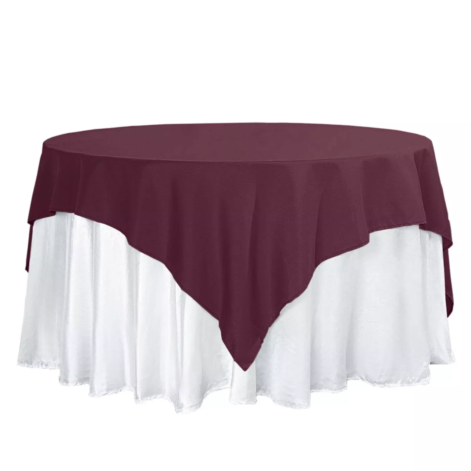 Polyester 70"x70" Table Overlay Square Tablecloth Burgundy - Wrinkle-Resistant & Durable Table Cover