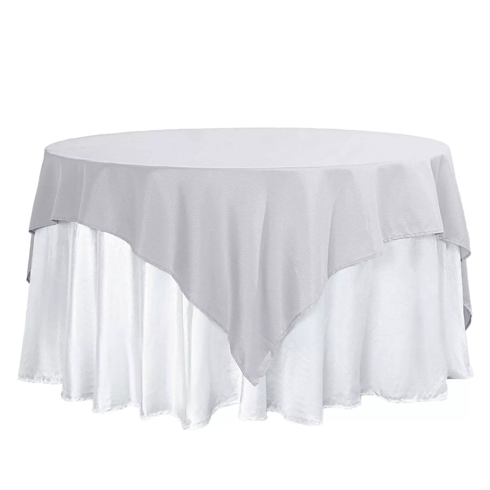 Polyester 70"x70" Table Overlay Square Tablecloth Silver - Wrinkle-Resistant & Durable Table Cover
