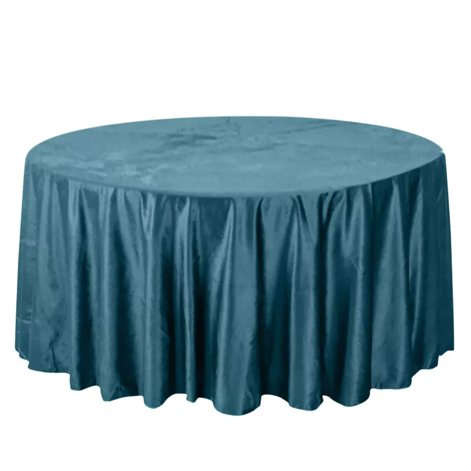Premium Velvet 120" Round Tablecloth Peacock Teal - Reusable Soft & Seamless Table Cover
