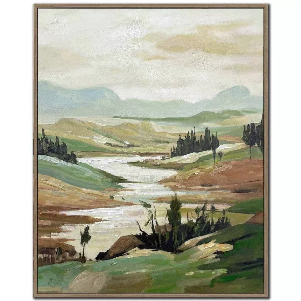 Rolling Hills I - Hand Embellished Printed Canvas