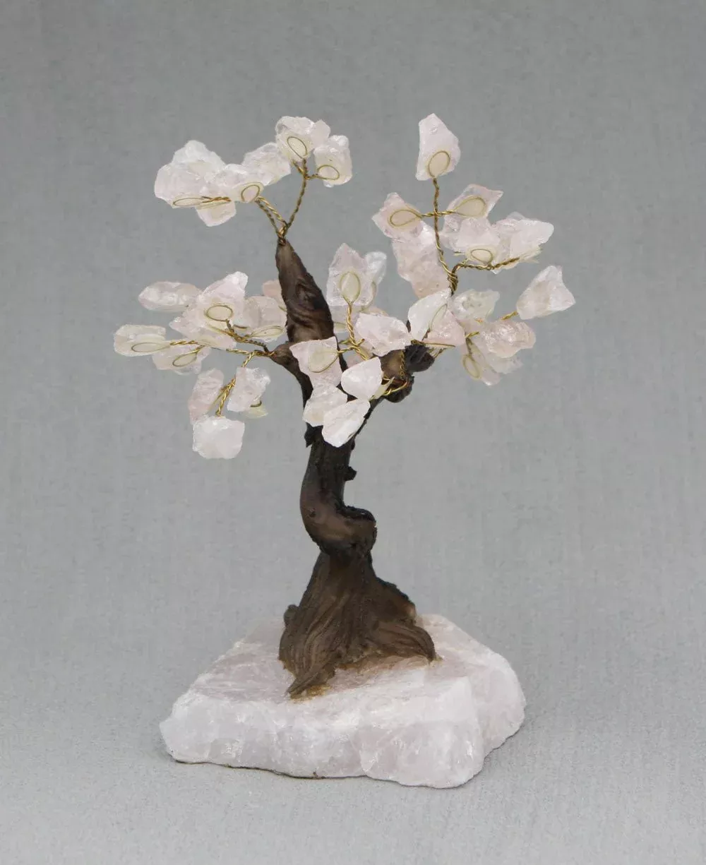 Rose Quartz Gemstone Bonsai Tree