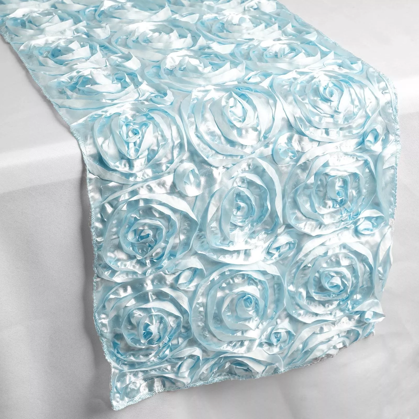 Rosette Satin 14"x108" Table Runner Light Blue - Grandiose Design