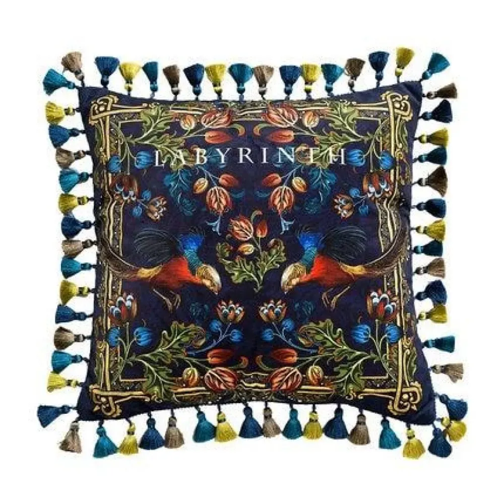 Royal Blue Treadional Print Cushion Cover