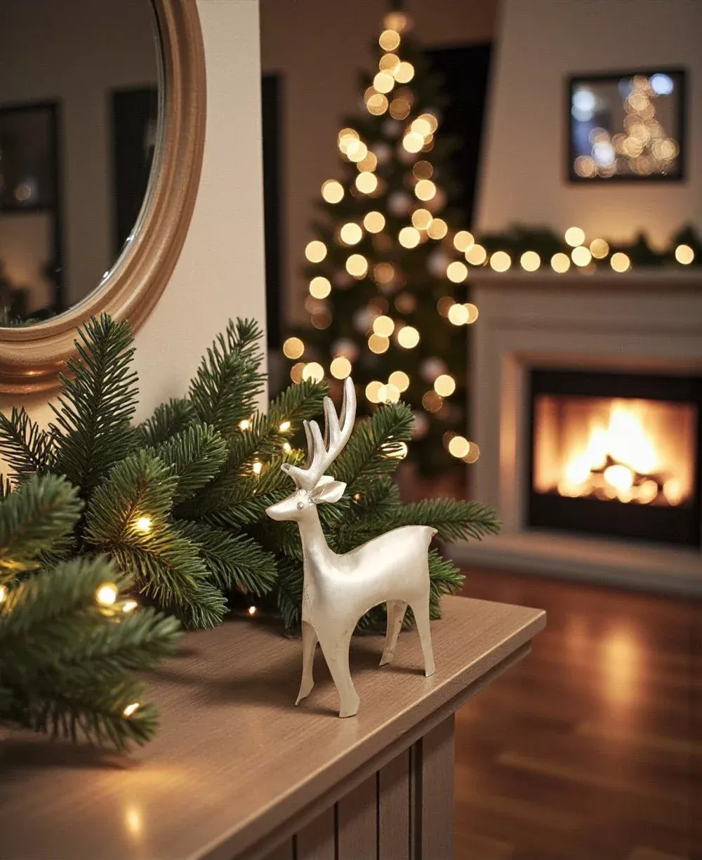 Rustic Finish Hand-Crafted Wrought Iron Reindeer