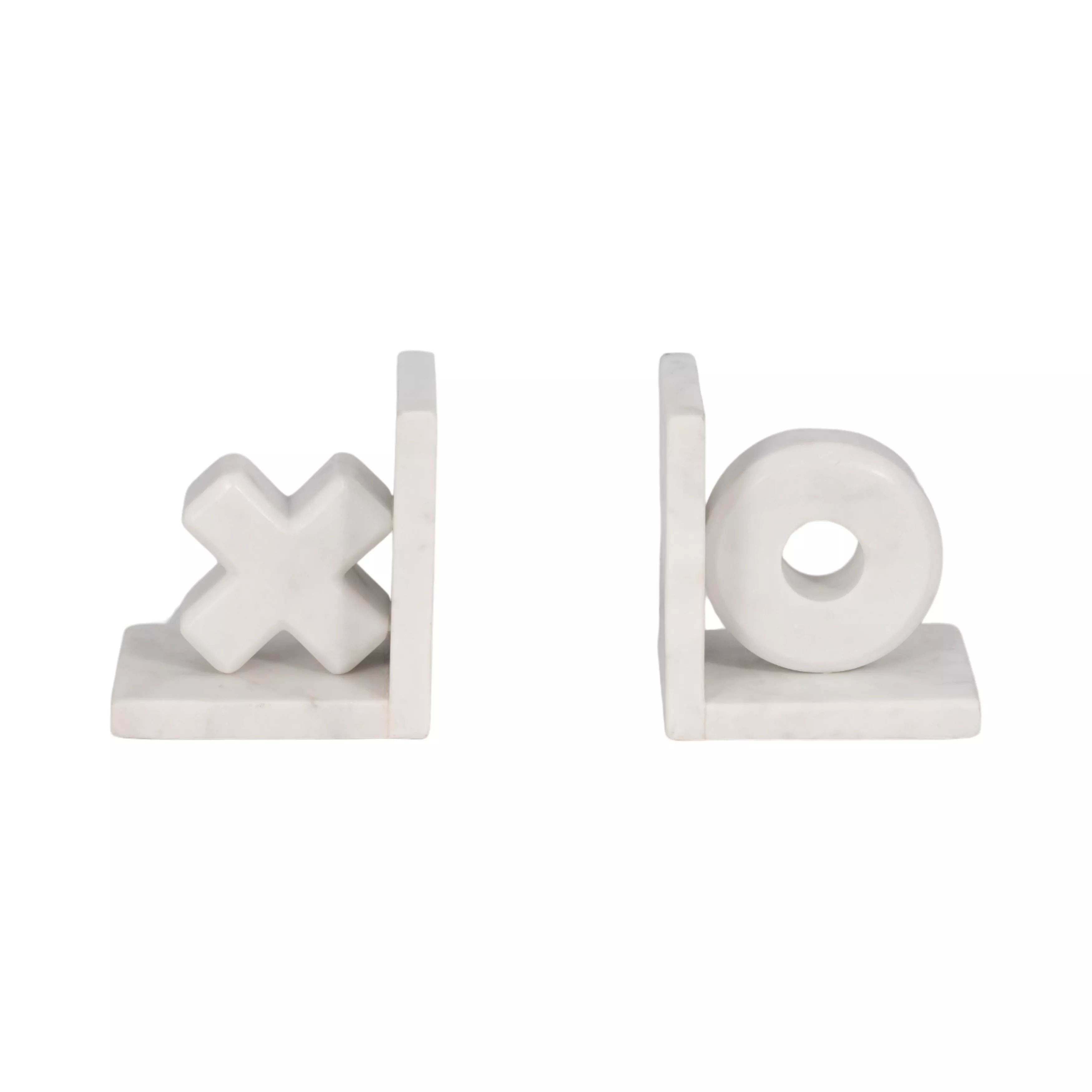 S/2 5" X & O Bookends, White