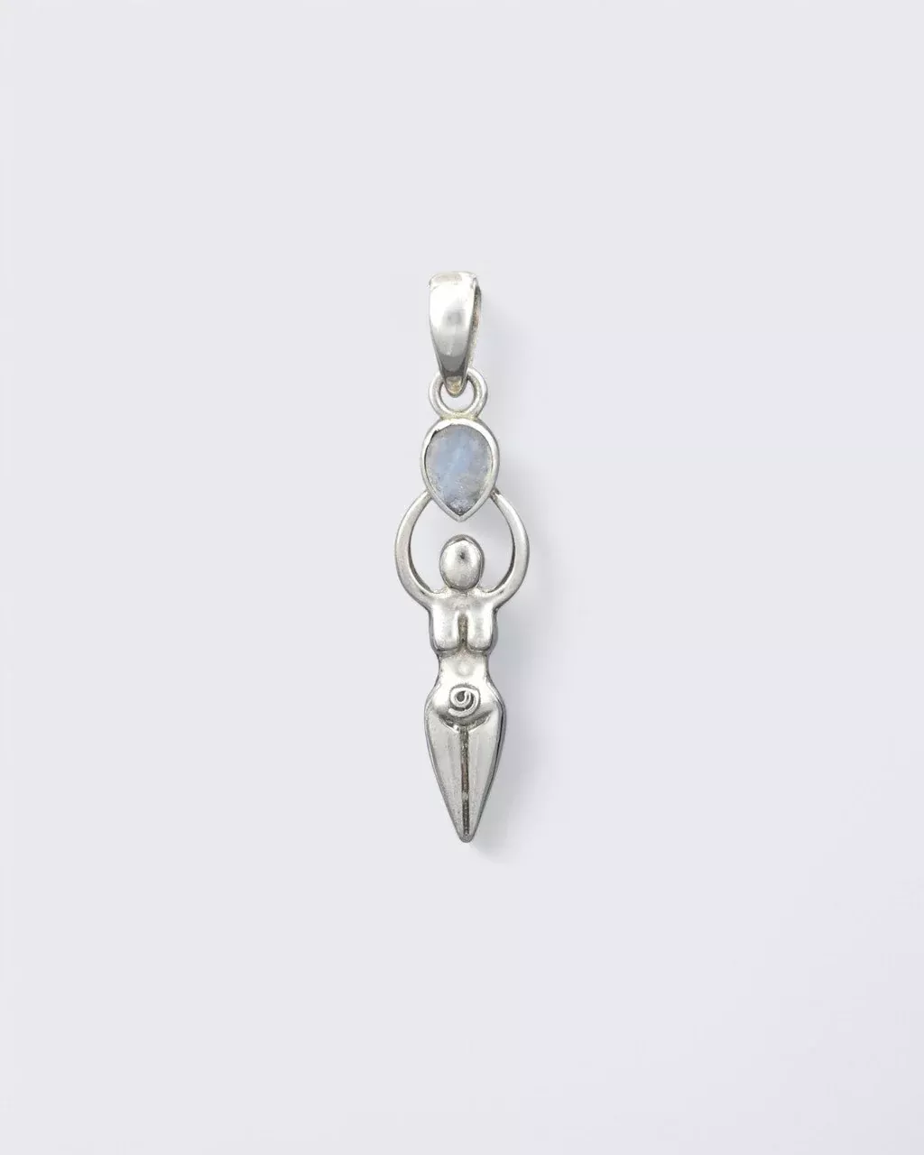 Sacred Feminine Goddess Pendant in Sterling Silver With Moonstone