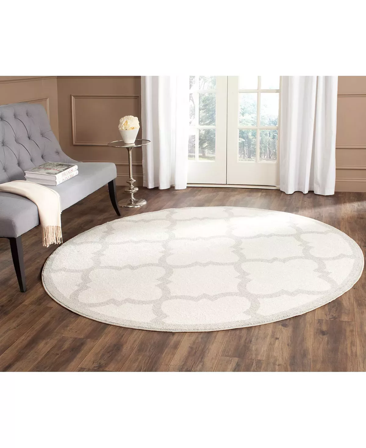 Safavieh Amherst Beige And Light Gray 9′ X 9′ Round Area Rug