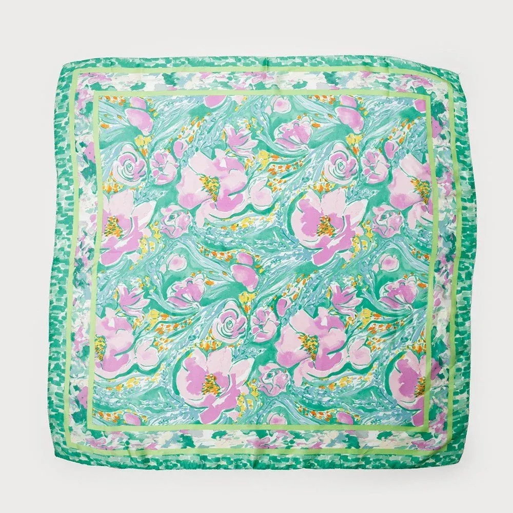 Scarf - Square Satin Floral Print