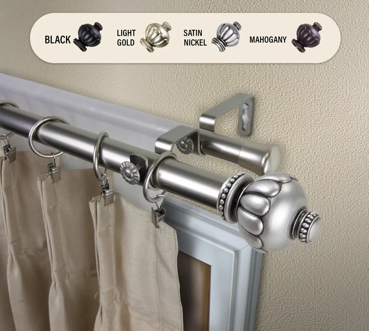 Selma 1" Double Curtain Rod