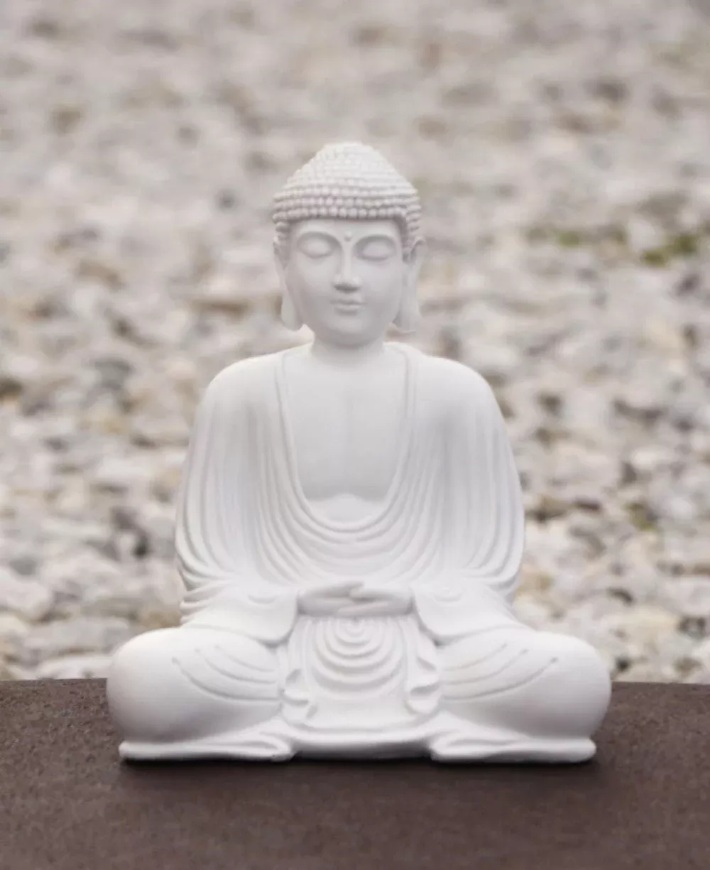 Serene White Buddha Statue, Indoor Outdoor use