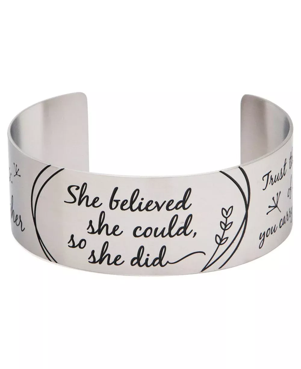 She Believed She Could So She Did, Inspirational Cuff Bracelet