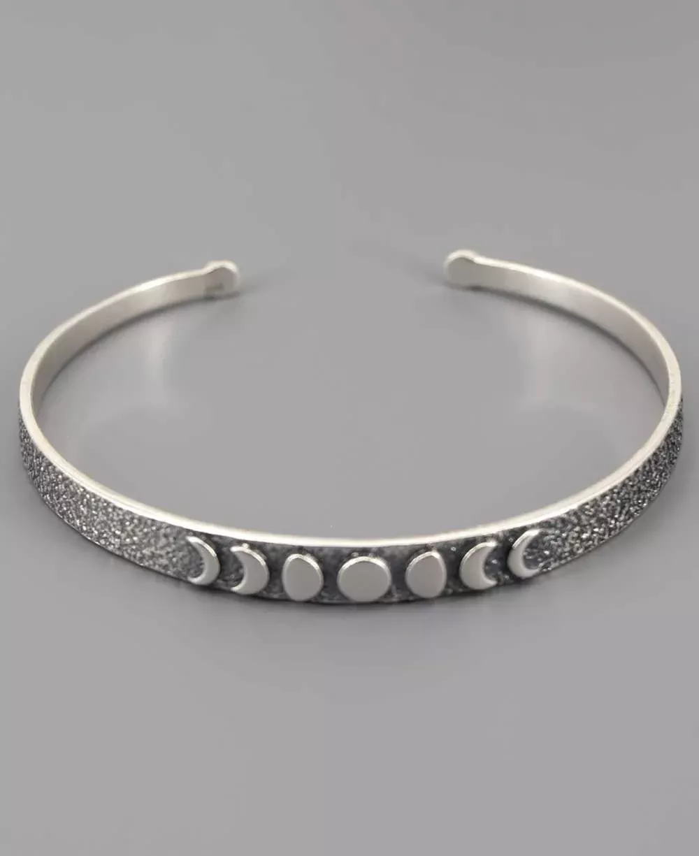 Silver Moon Phase Adjustable Cuff Bracelet — Trust Your Journey