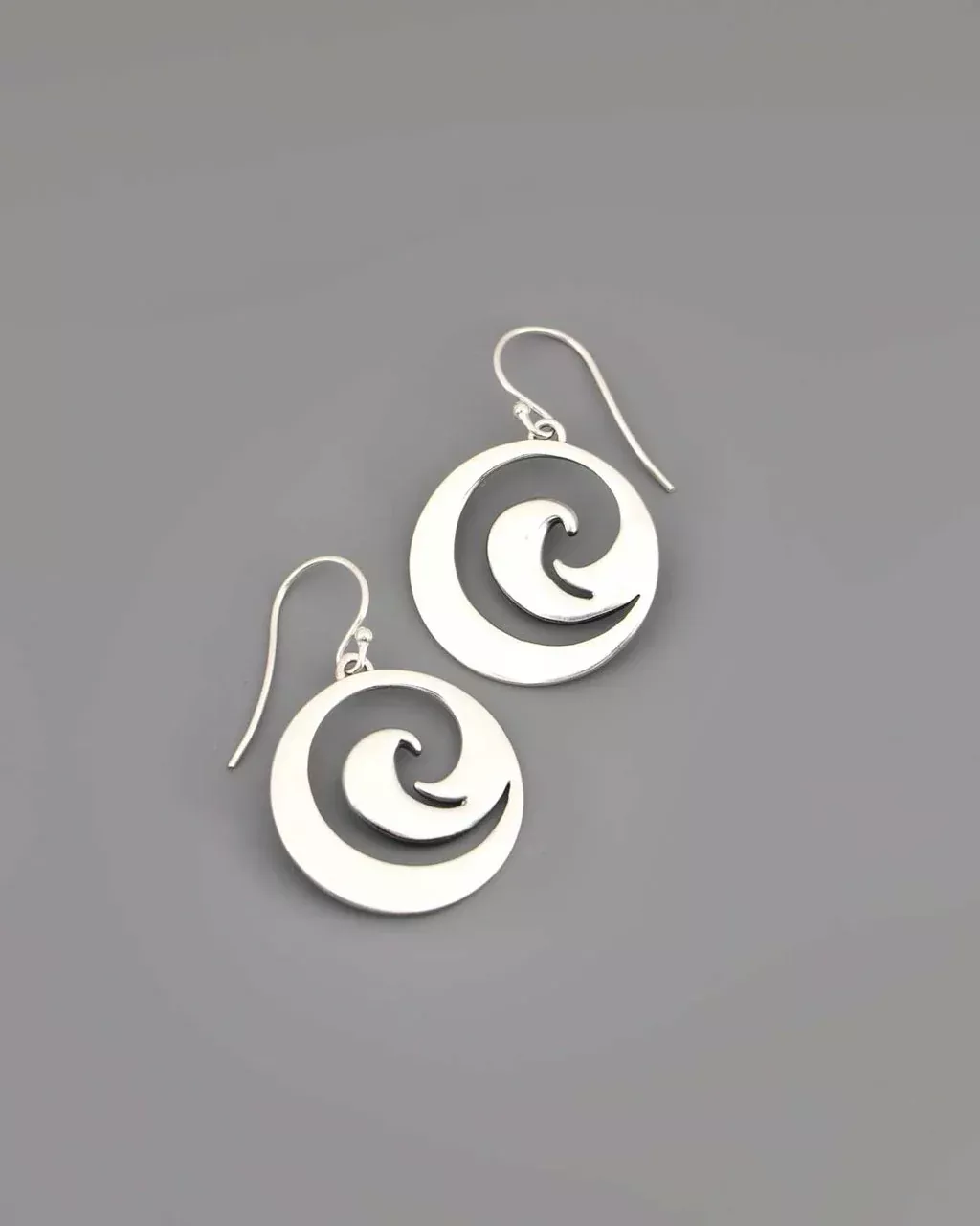Silver Ocean Wave Earrings – Abstract Spiral Jewelry