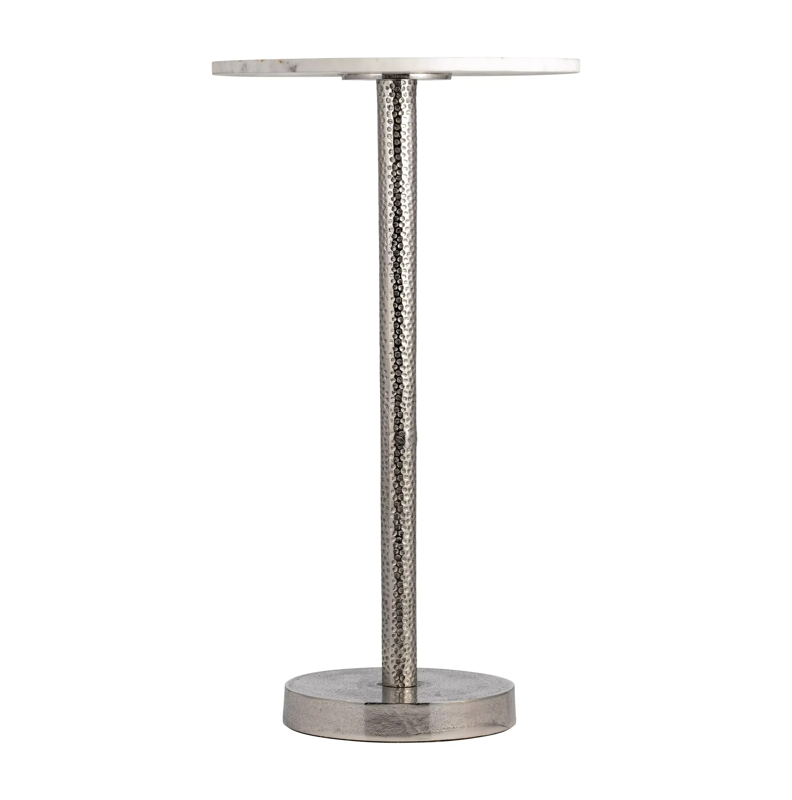 Silver Round Drink Table with Flat Base