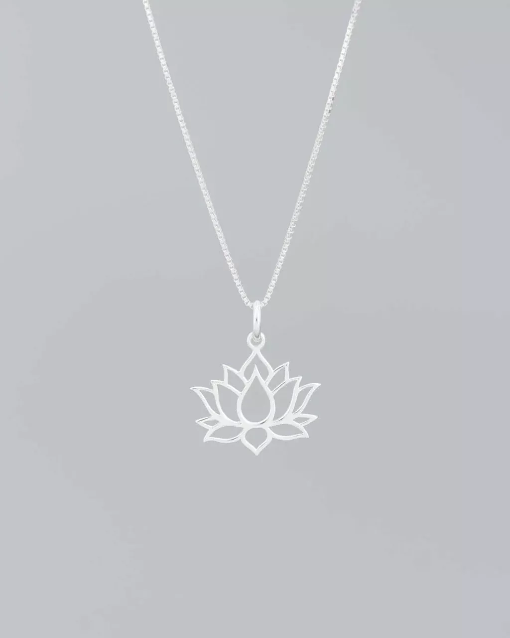Simple Sterling Lotus Pendant Necklace
