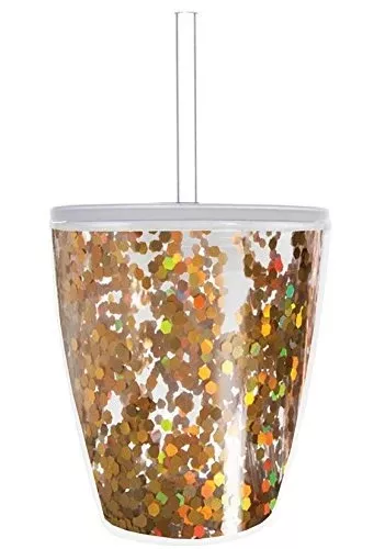 Slant Collections 10oz Stemless Wine Glass: Gold Confetti
